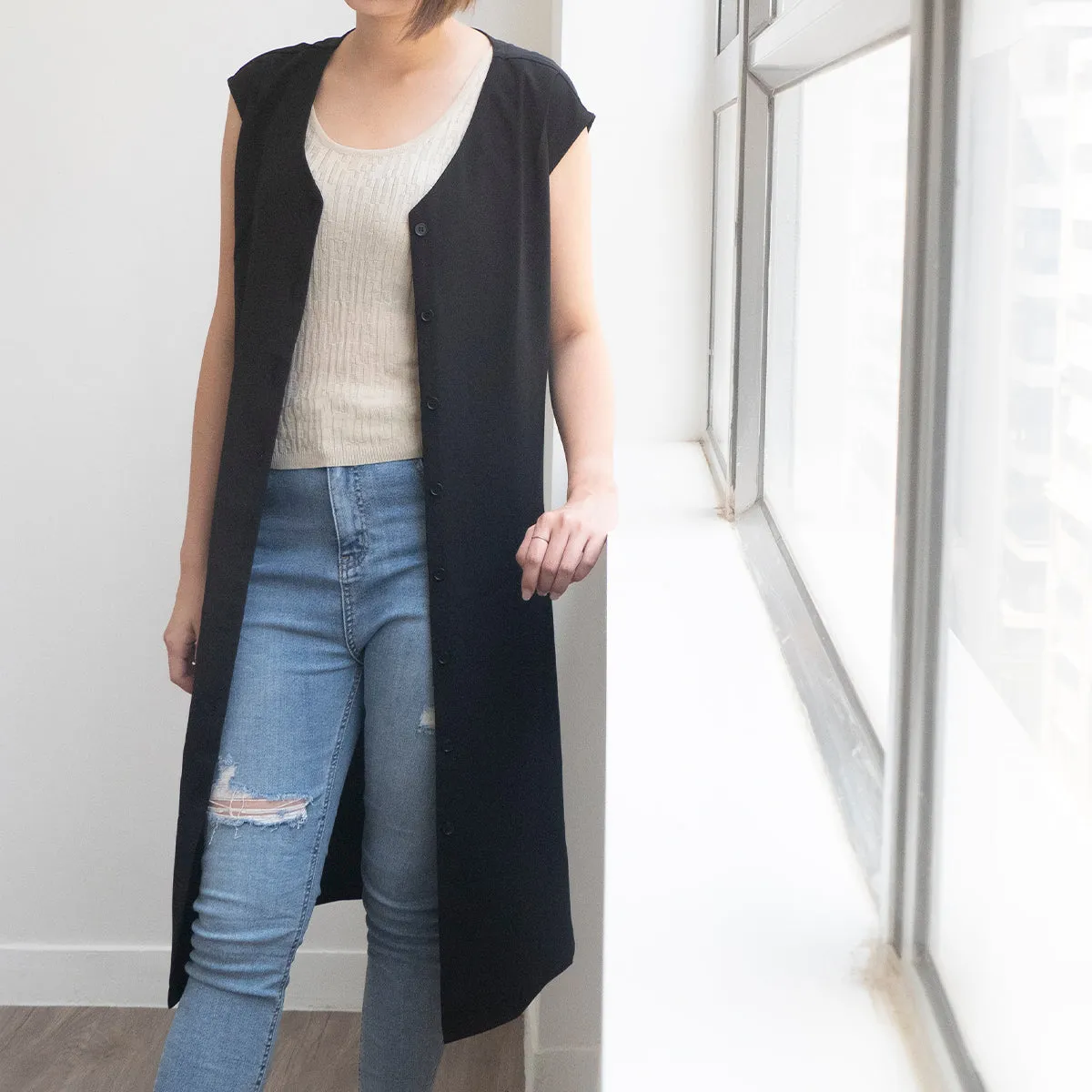 鈕扣腰帶外套連身裙 Button Down Dress