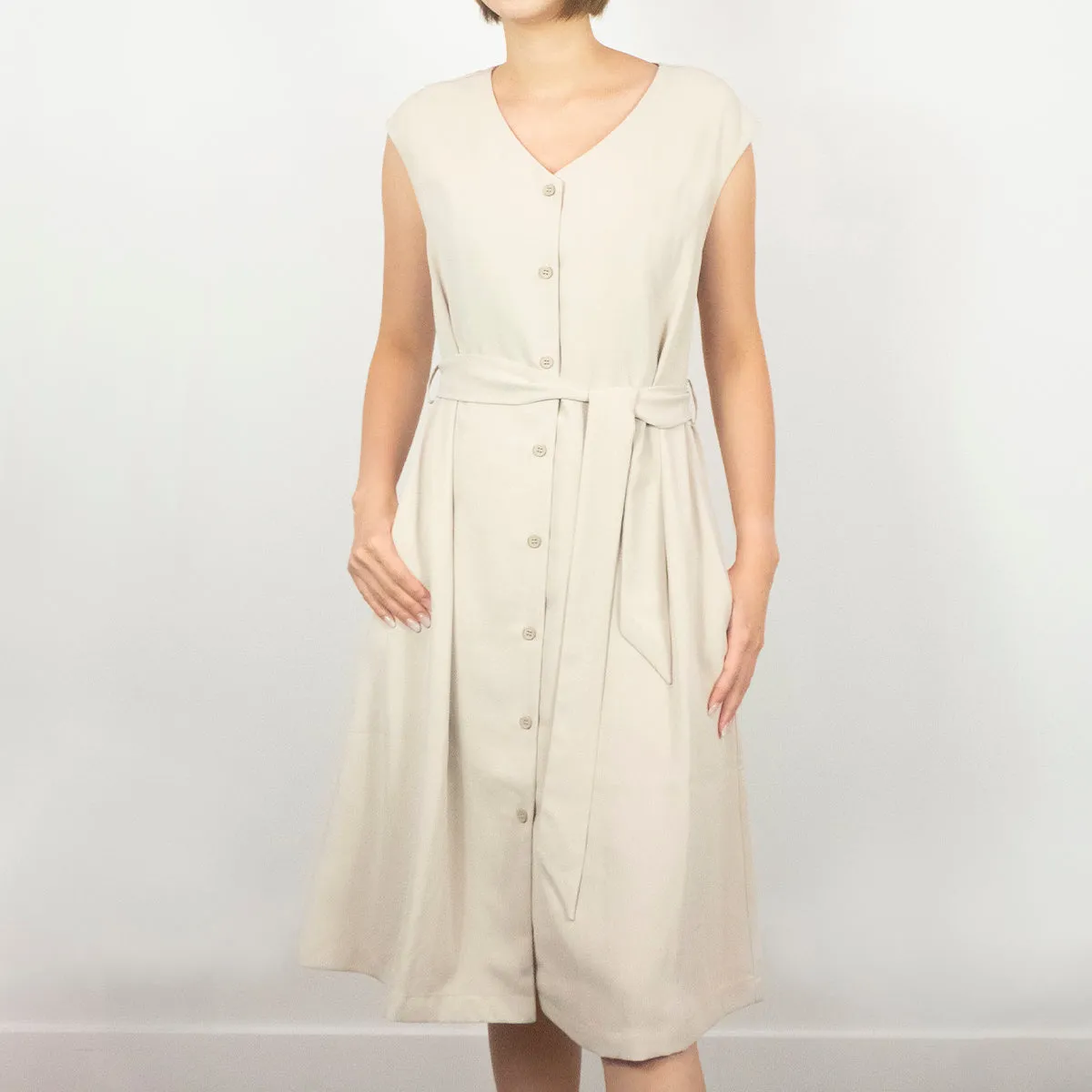 鈕扣腰帶外套連身裙 Button Down Dress