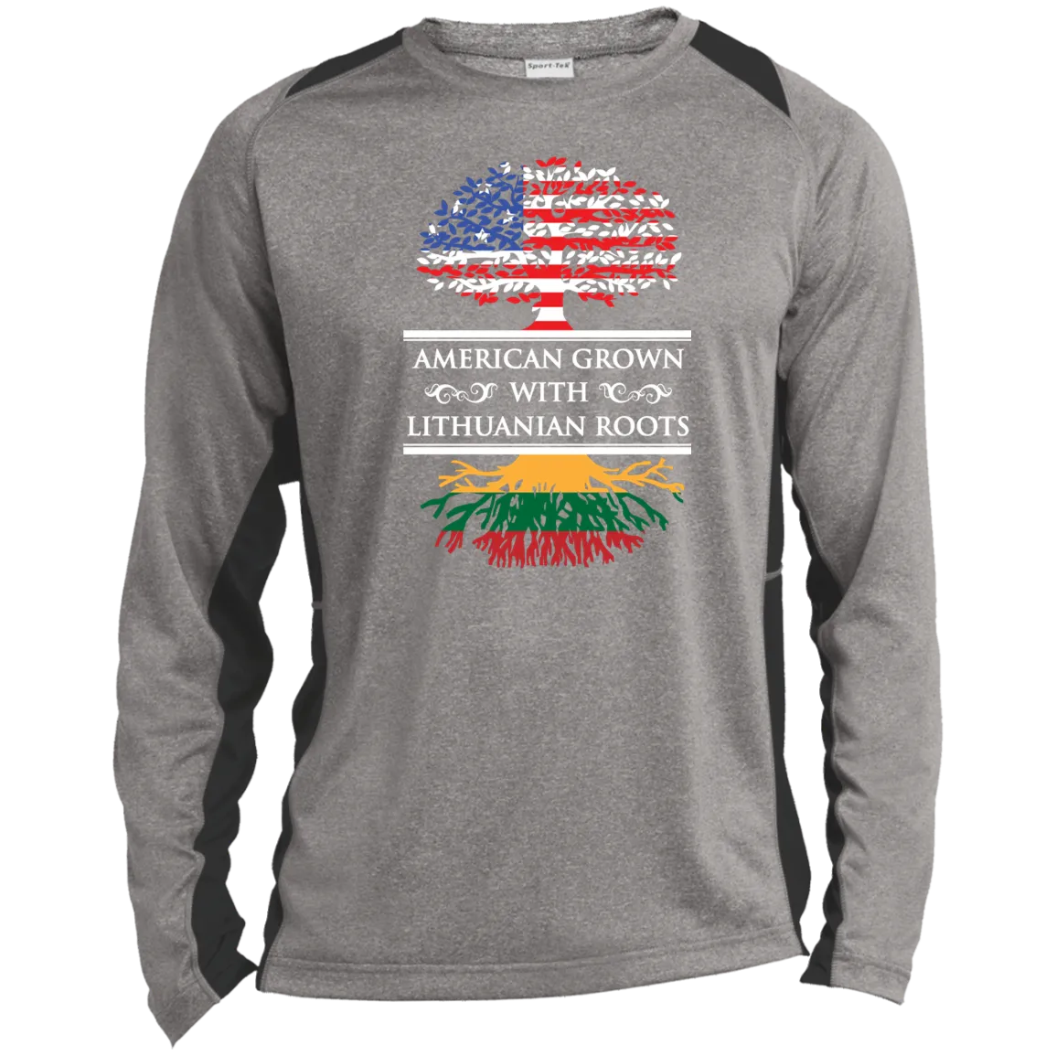 Amercian Grown Lithuanian Roots - Men's Long Sleeve Colorblock Activewear Performance T