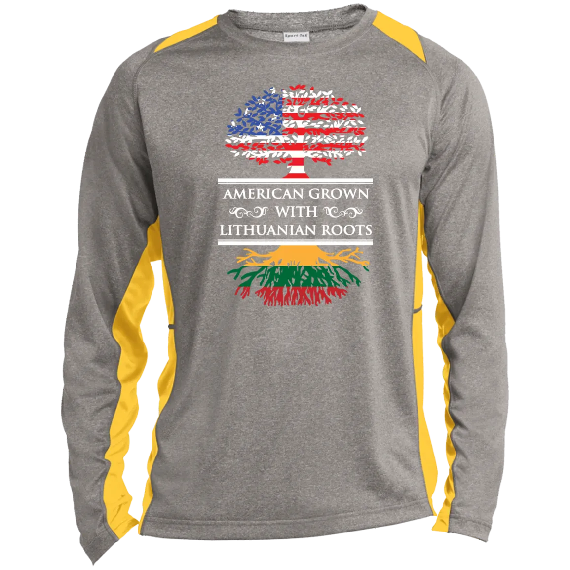 Amercian Grown Lithuanian Roots - Men's Long Sleeve Colorblock Activewear Performance T