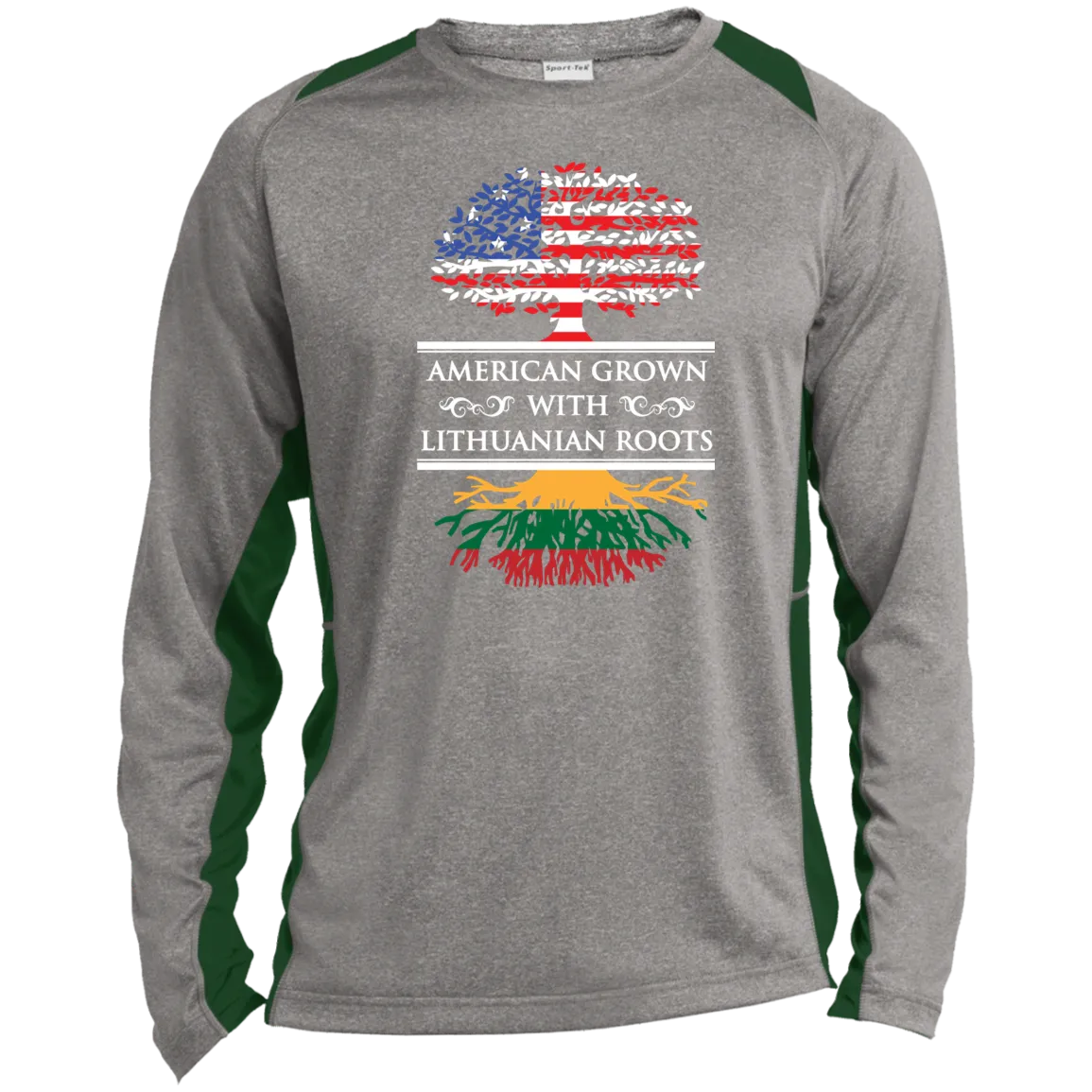 Amercian Grown Lithuanian Roots - Men's Long Sleeve Colorblock Activewear Performance T
