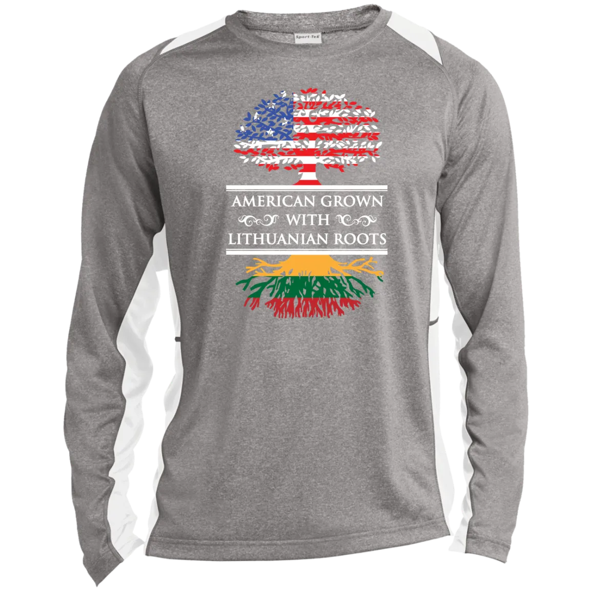 Amercian Grown Lithuanian Roots - Men's Long Sleeve Colorblock Activewear Performance T