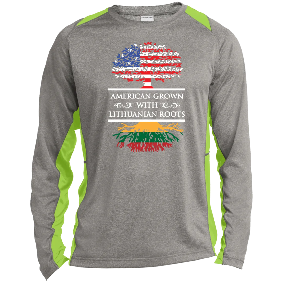 Amercian Grown Lithuanian Roots - Men's Long Sleeve Colorblock Activewear Performance T