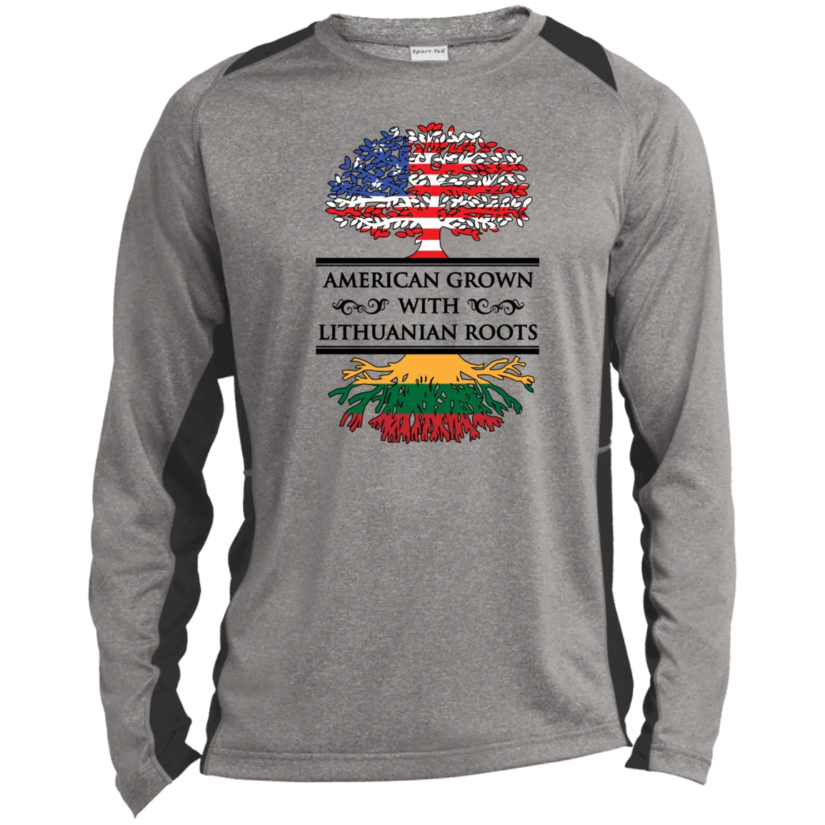 American Grown Lithuanian Roots - Men's Long Sleeve Colorblock Activewear Performance T