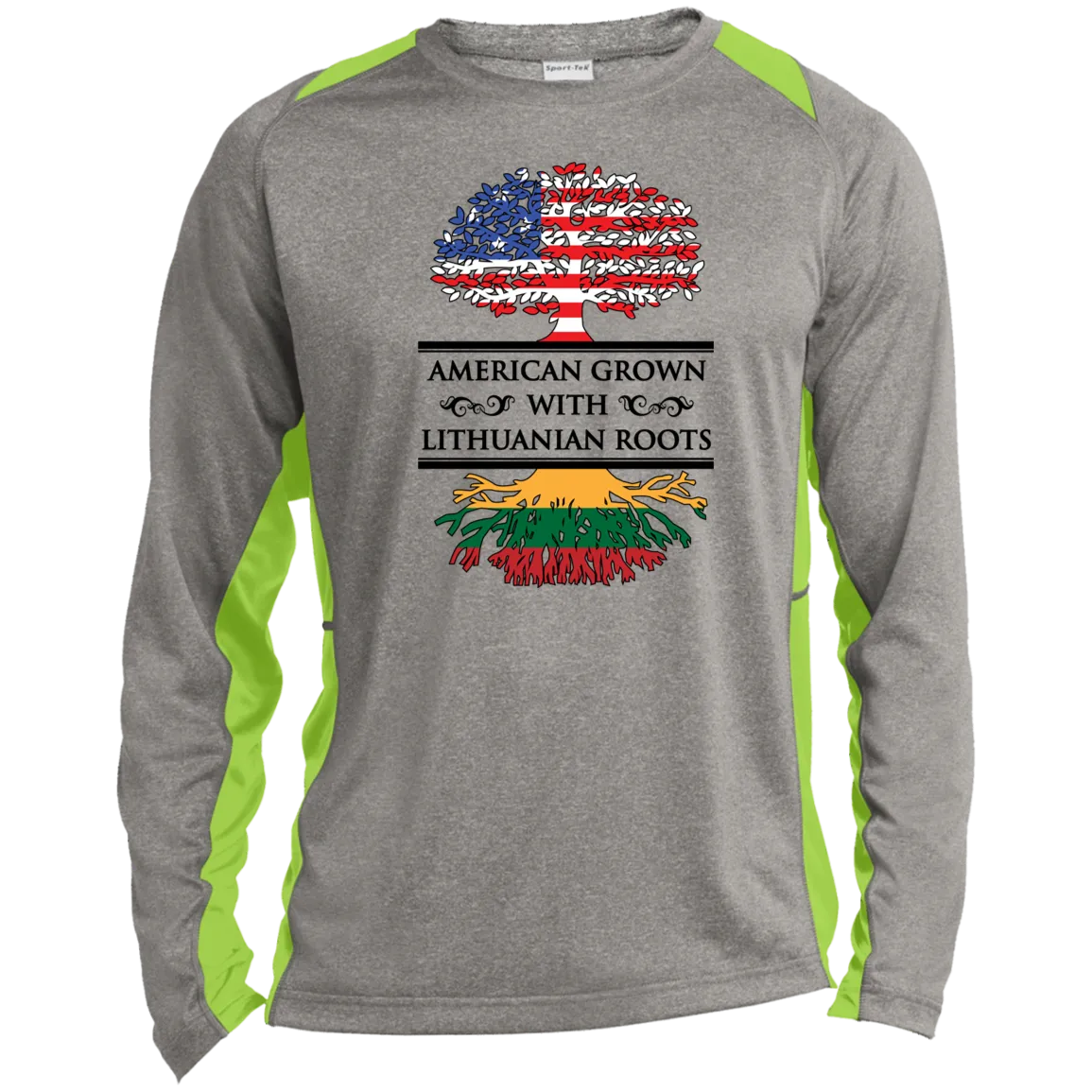American Grown Lithuanian Roots - Men's Long Sleeve Colorblock Activewear Performance T