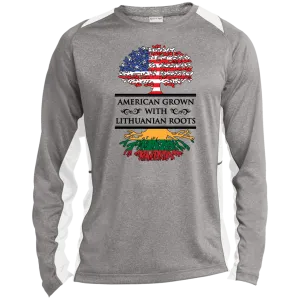 American Grown Lithuanian Roots - Men's Long Sleeve Colorblock Activewear Performance T
