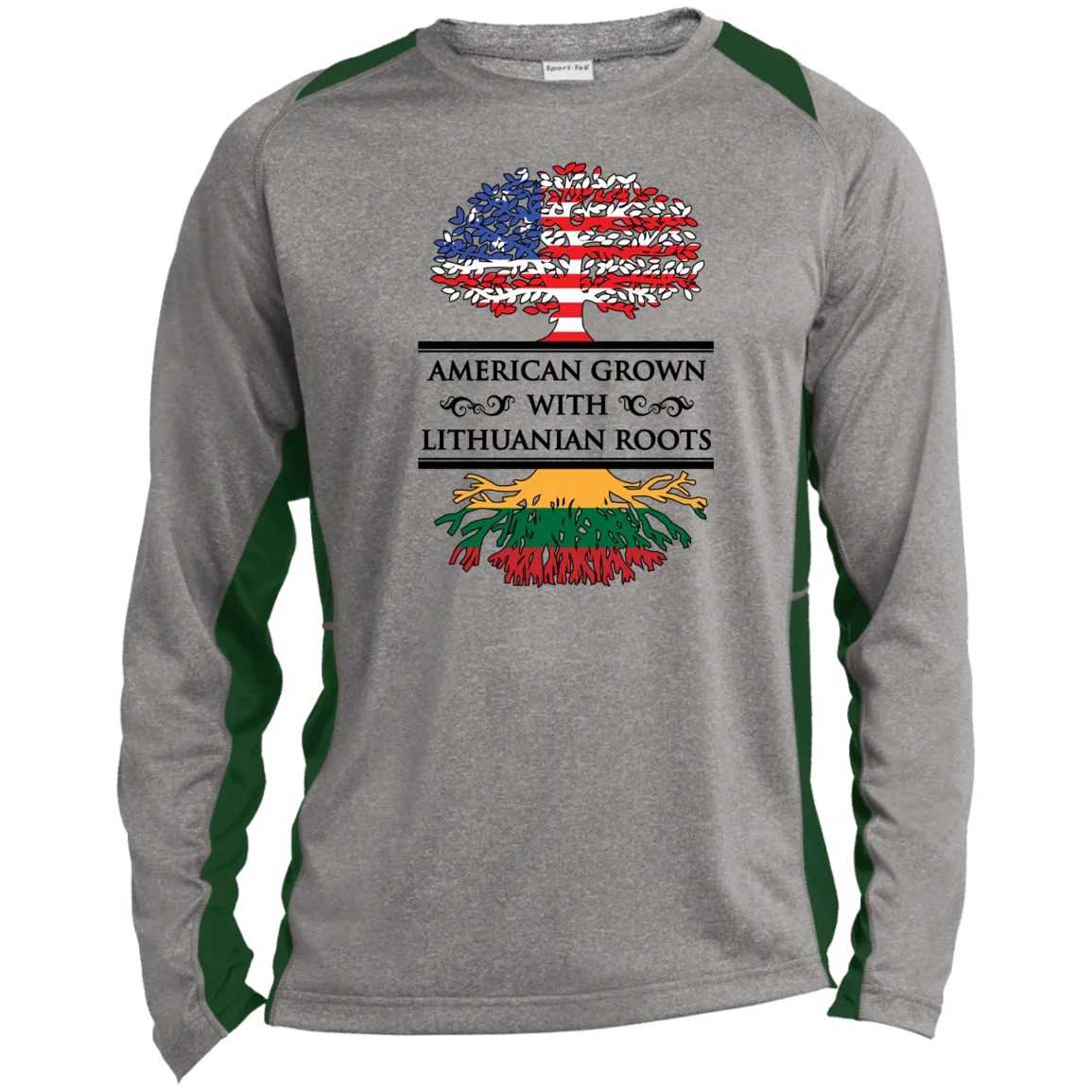 American Grown Lithuanian Roots - Men's Long Sleeve Colorblock Activewear Performance T
