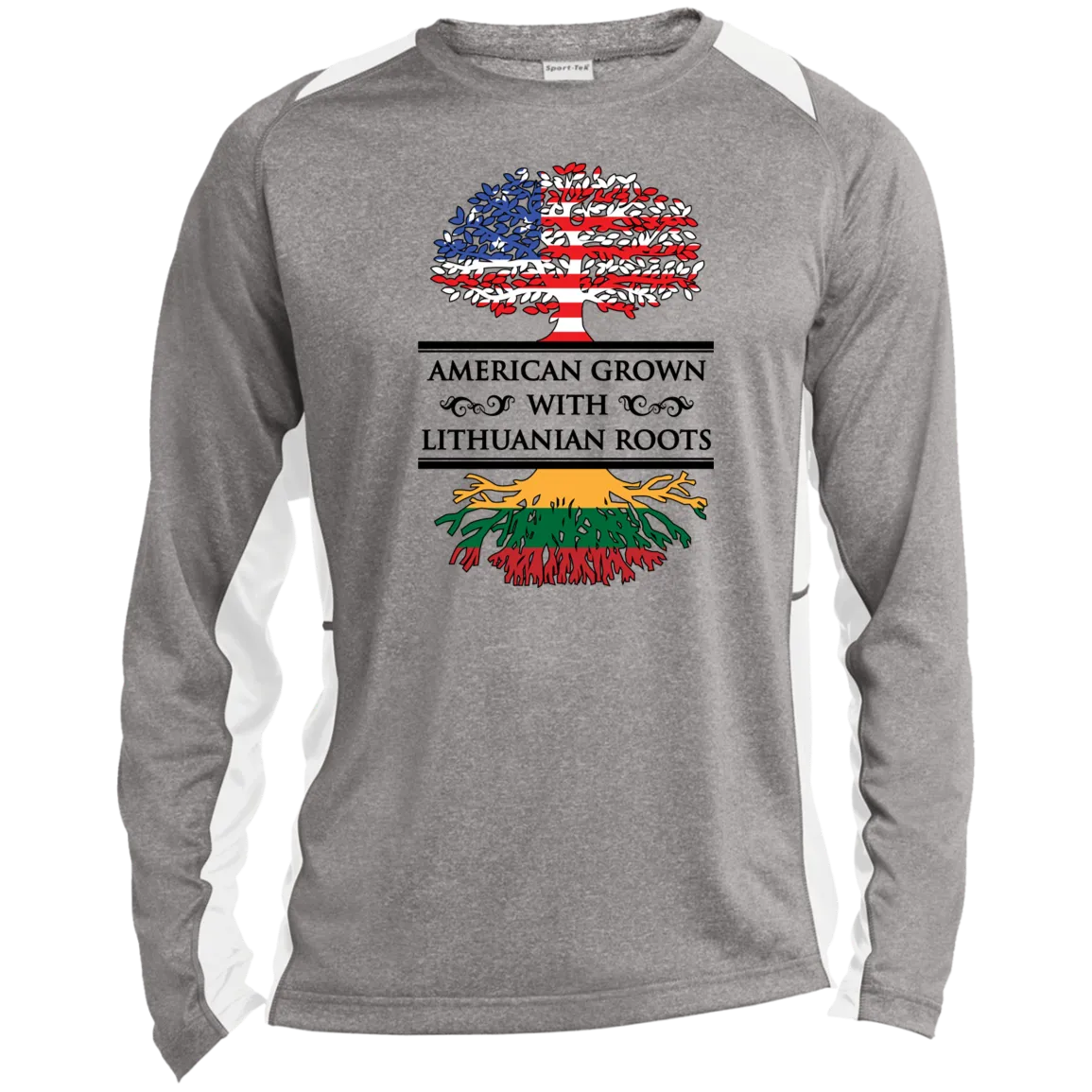 American Grown Lithuanian Roots - Men's Long Sleeve Colorblock Activewear Performance T