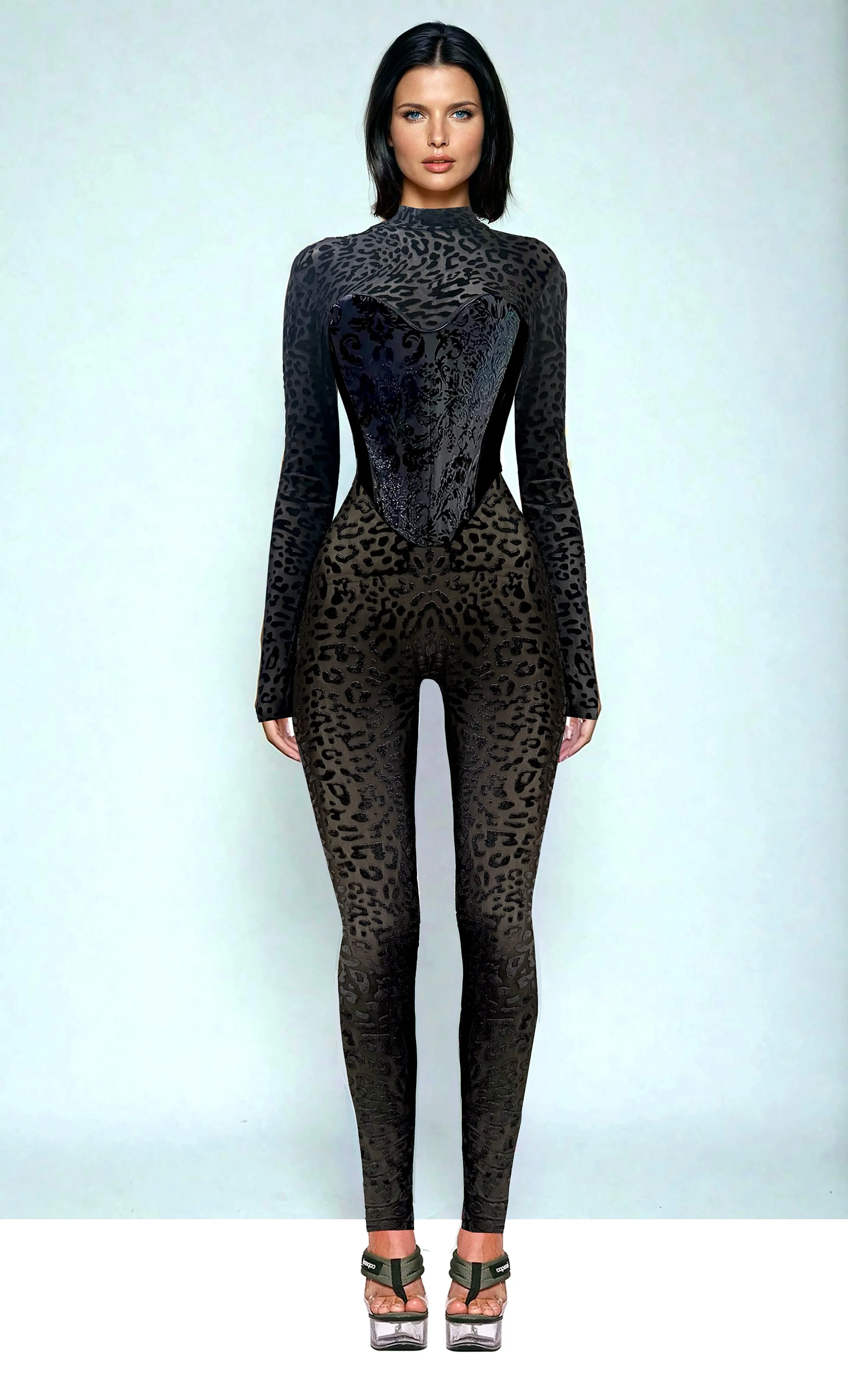 Baroque Noir Catsuit Set