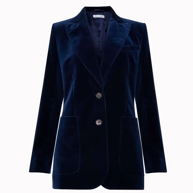 Bella Freud Velvet Saint James Jacket Dark Marine