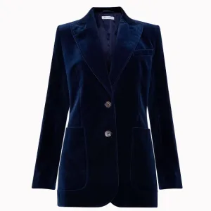 Bella Freud Velvet Saint James Jacket Dark Marine
