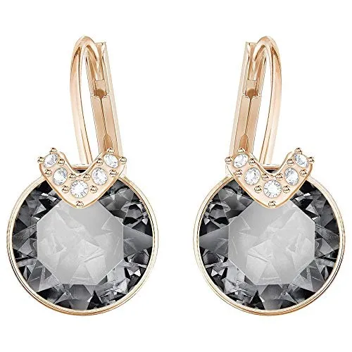 Bella V Pierced Earrings, Gray, Rose-gold tone plated