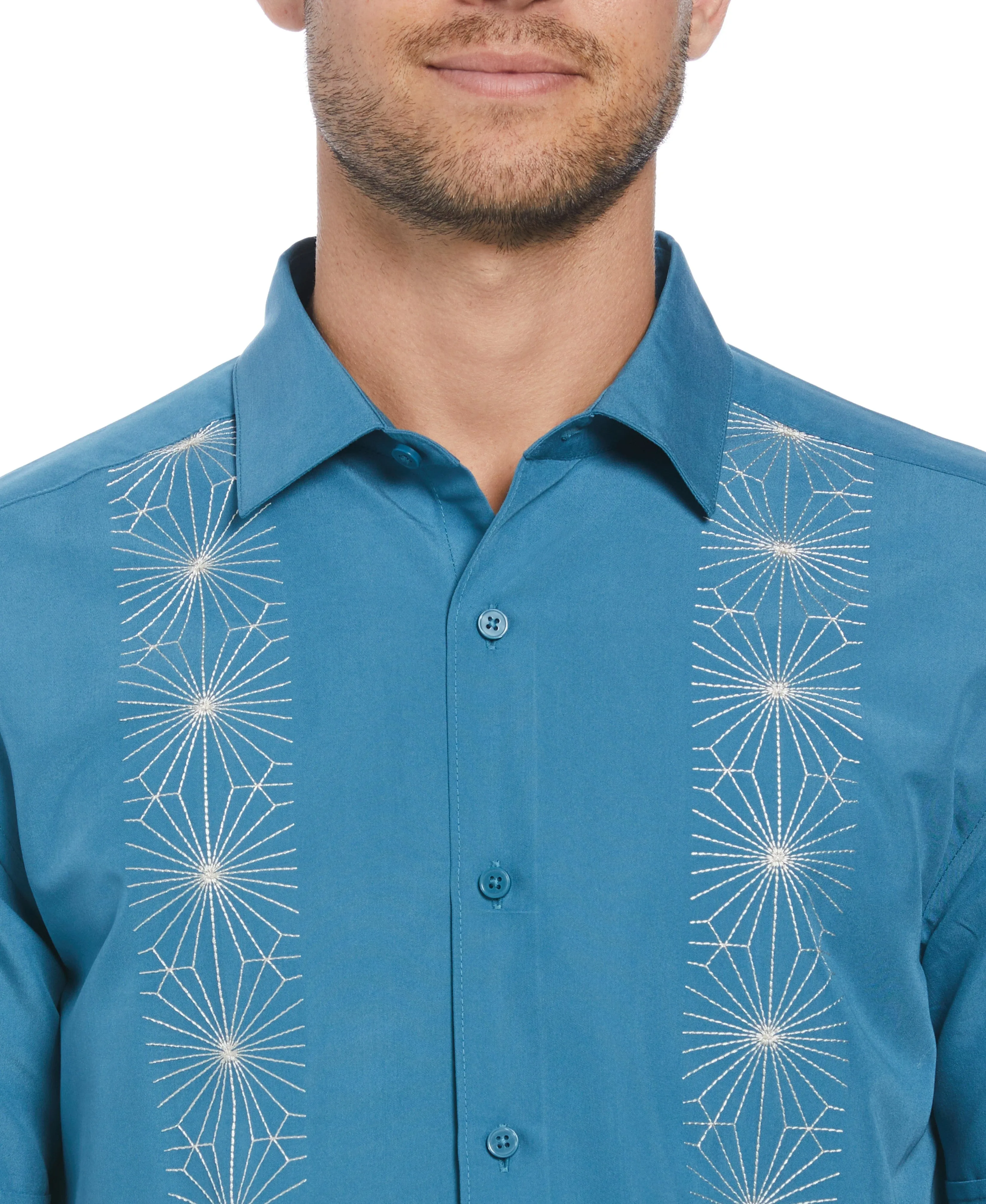 Big & Tall Geo Embroidery Panel Shirt