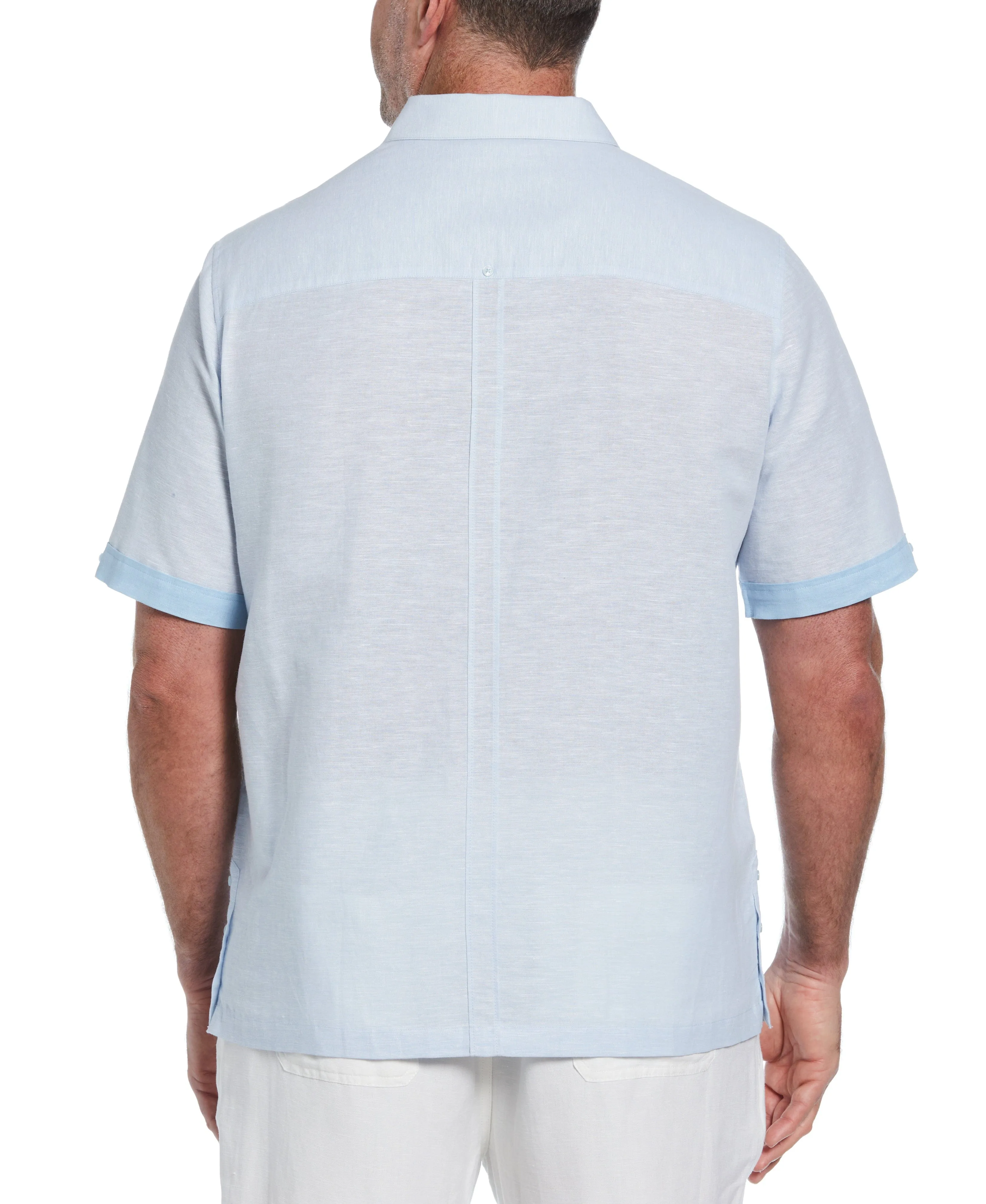 Big & Tall Linen Blend Cross Dye Guayabera Shirt