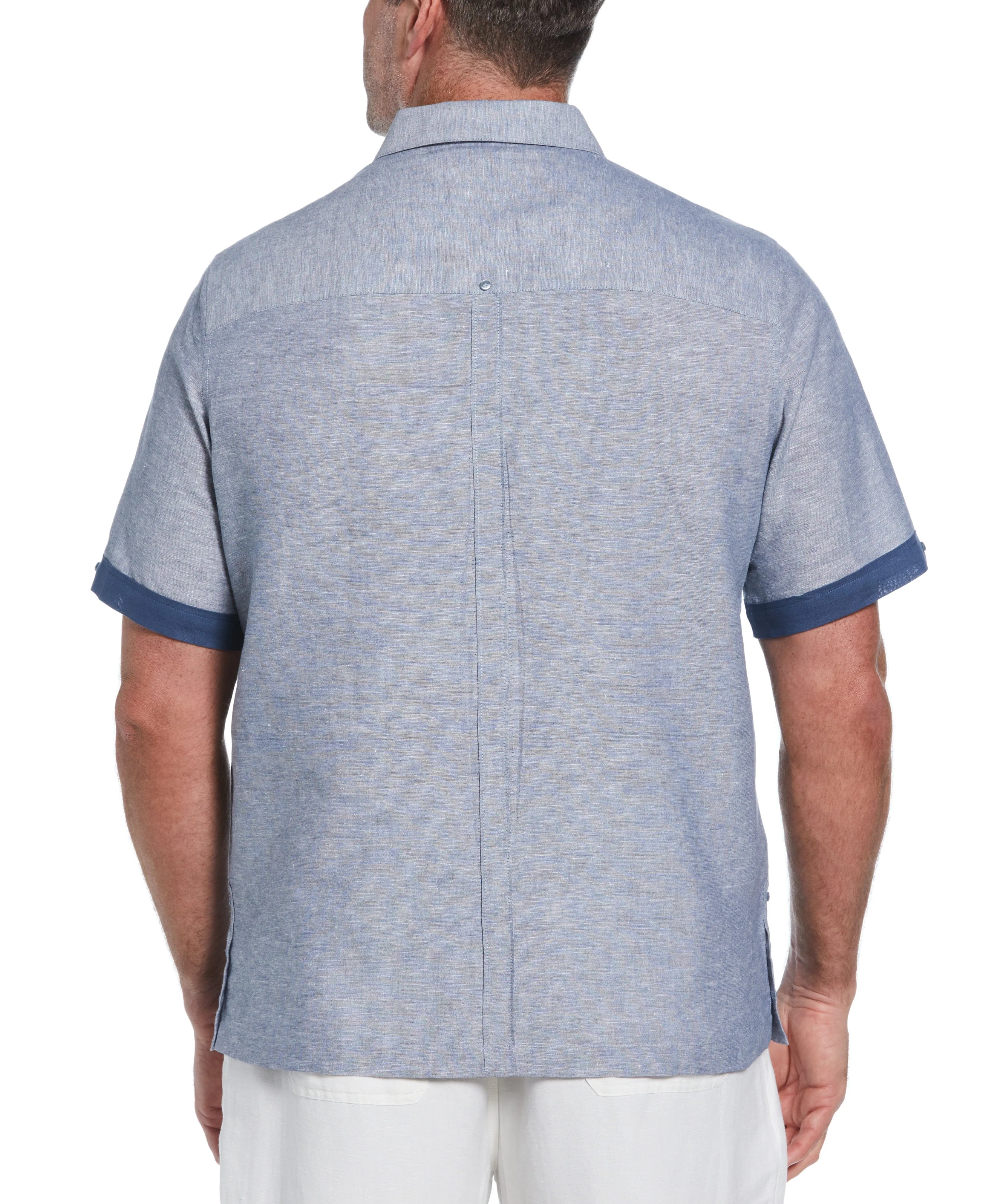 Big & Tall Linen Blend Cross Dye Guayabera Shirt