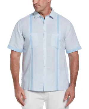 Big & Tall Linen Blend Cross Dye Guayabera Shirt
