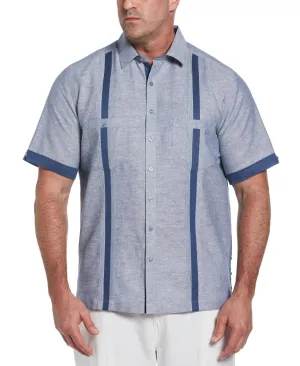 Big & Tall Linen Blend Cross Dye Guayabera Shirt