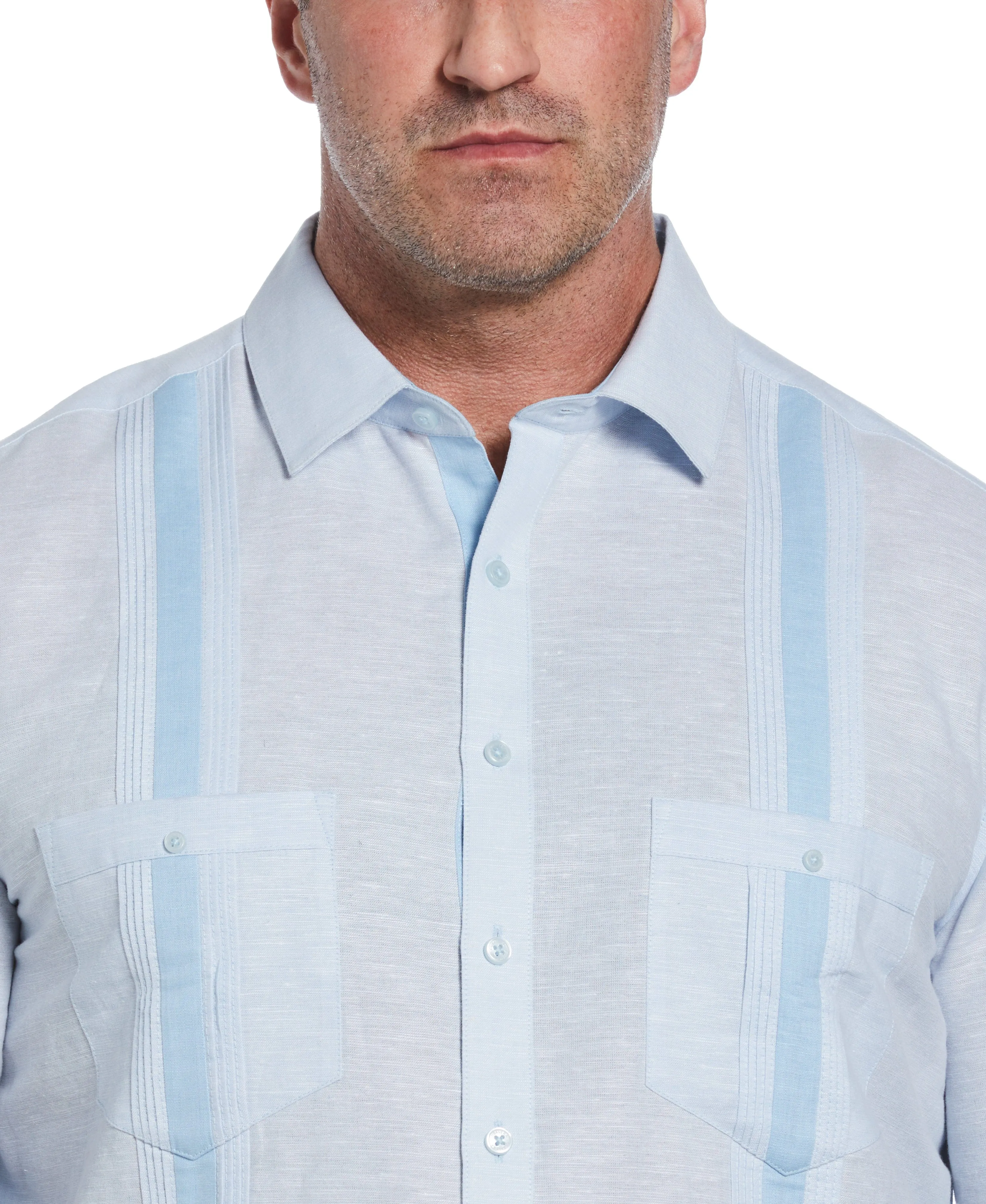 Big & Tall Linen Blend Cross Dye Guayabera Shirt