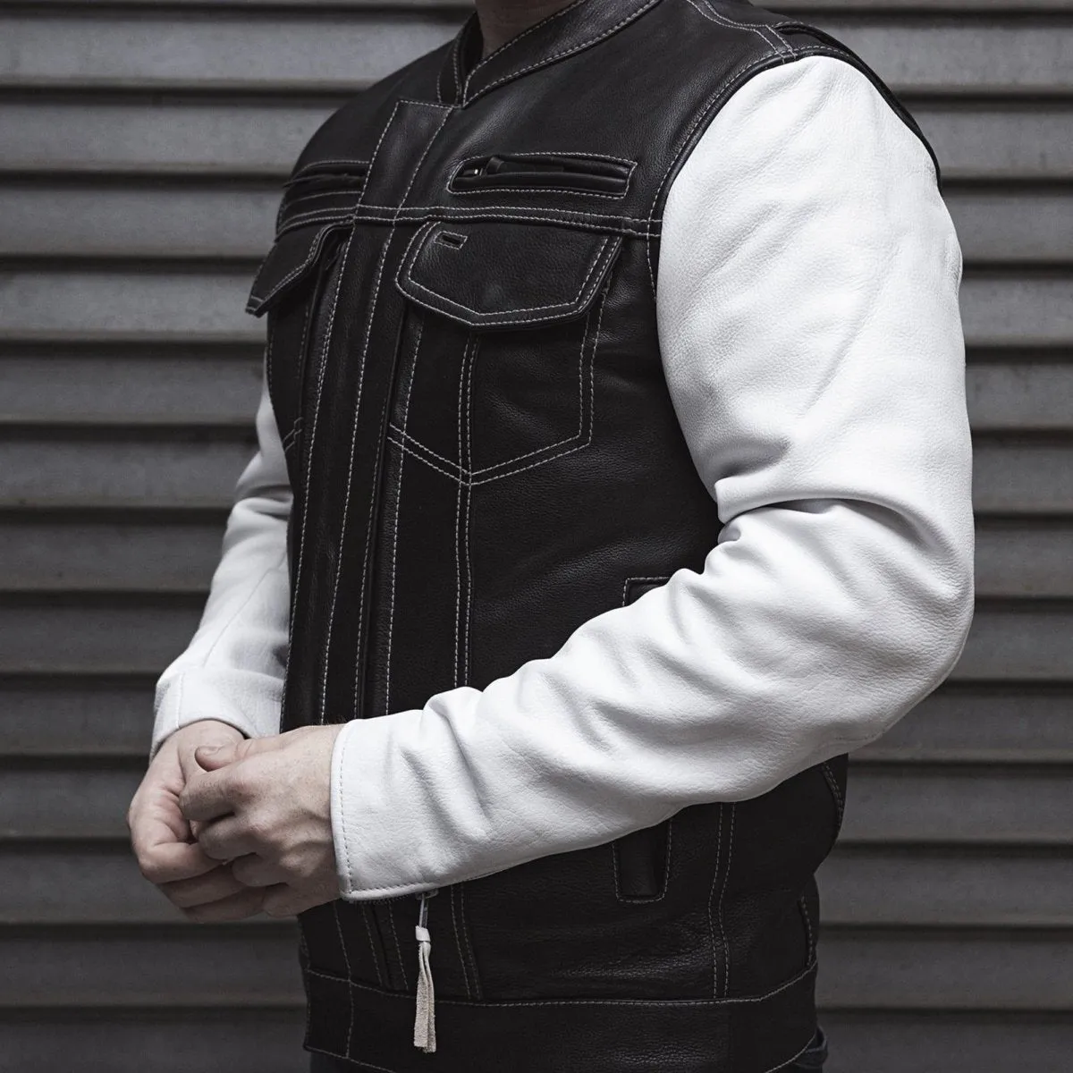 Bistro Men's Cafe Style Leather Jacket