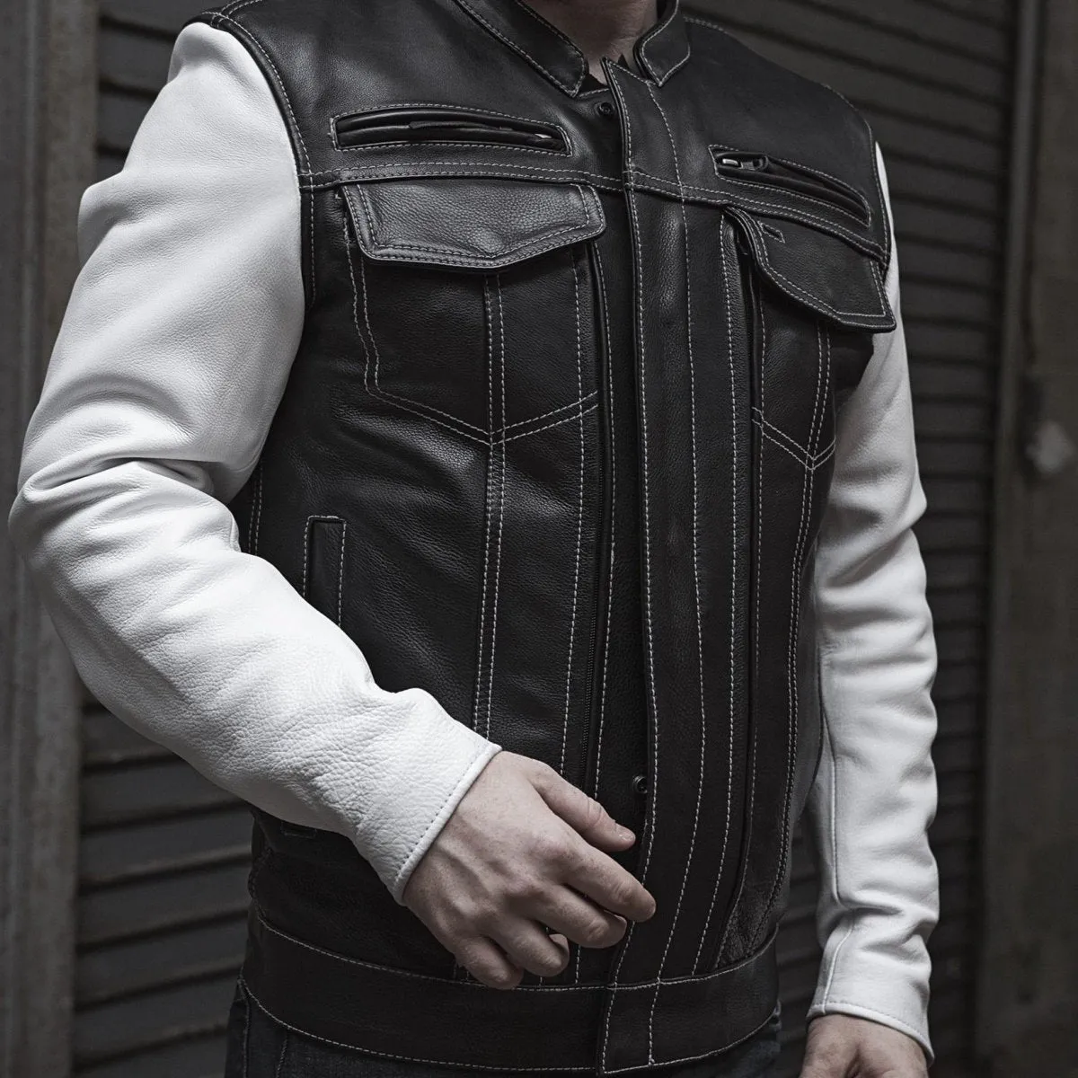 Bistro Men's Cafe Style Leather Jacket
