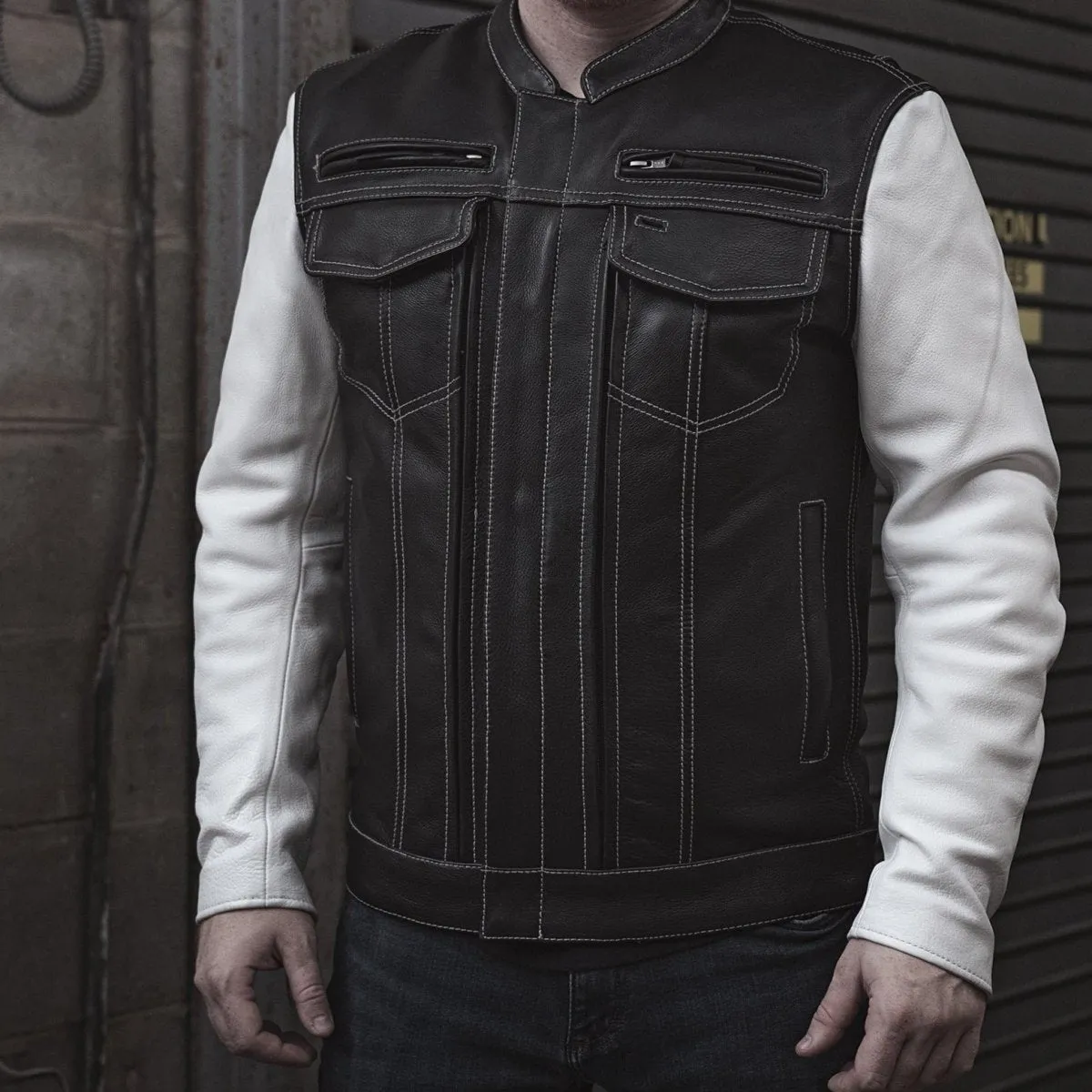 Bistro Men's Cafe Style Leather Jacket