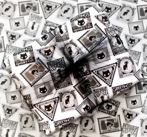 Black Cat Postage Gift Wrap (1 Sheet)