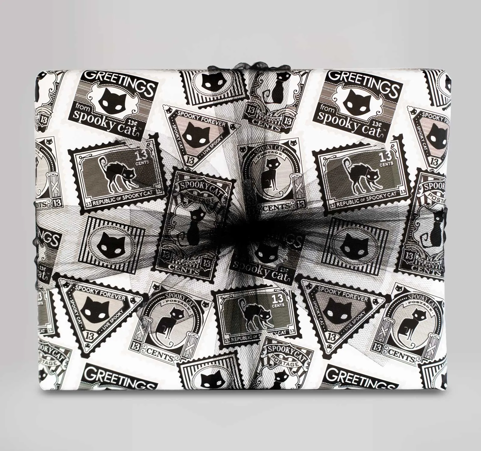 Black Cat Postage Gift Wrap (1 Sheet)