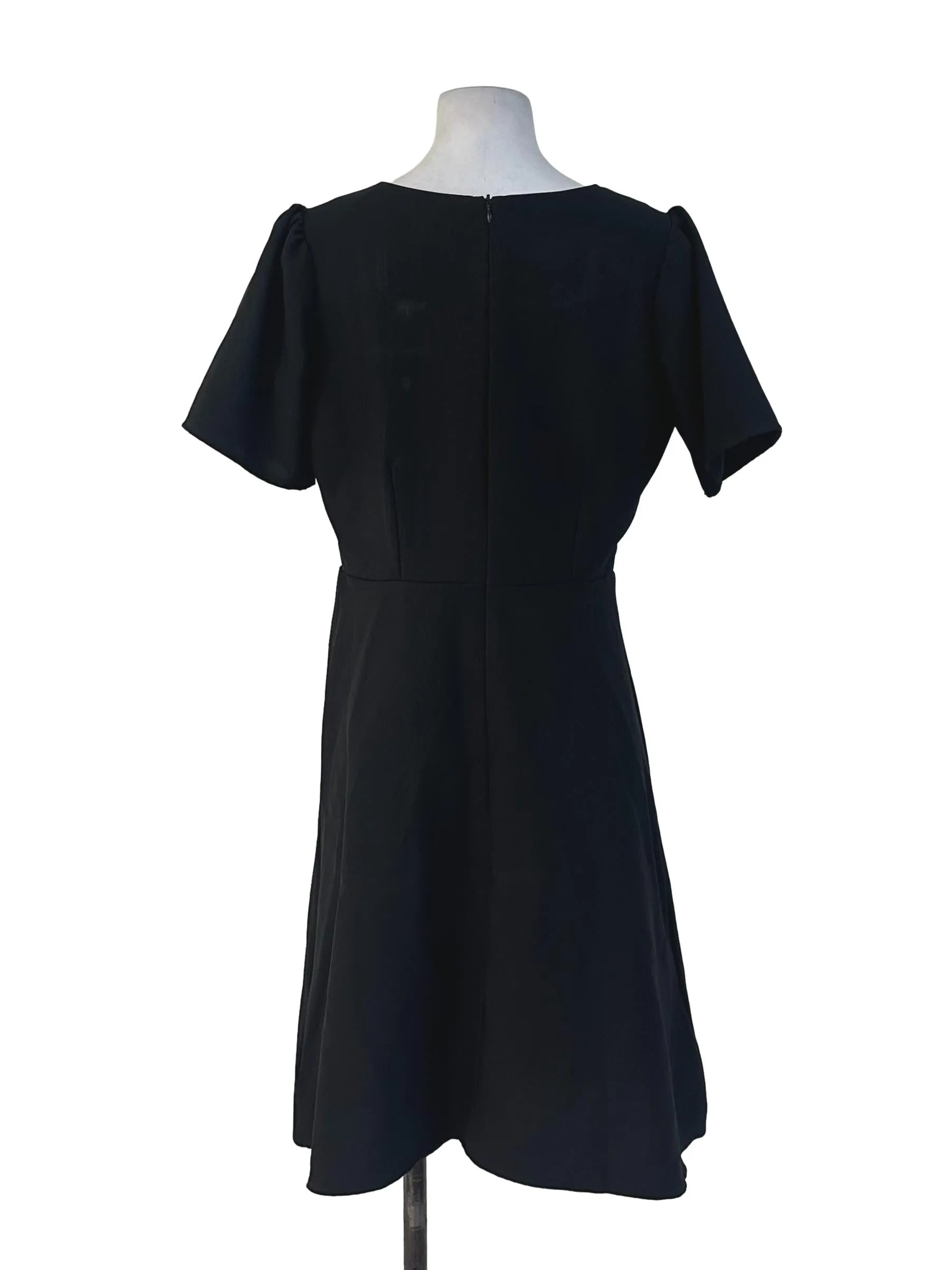 Black Plain Button Dress