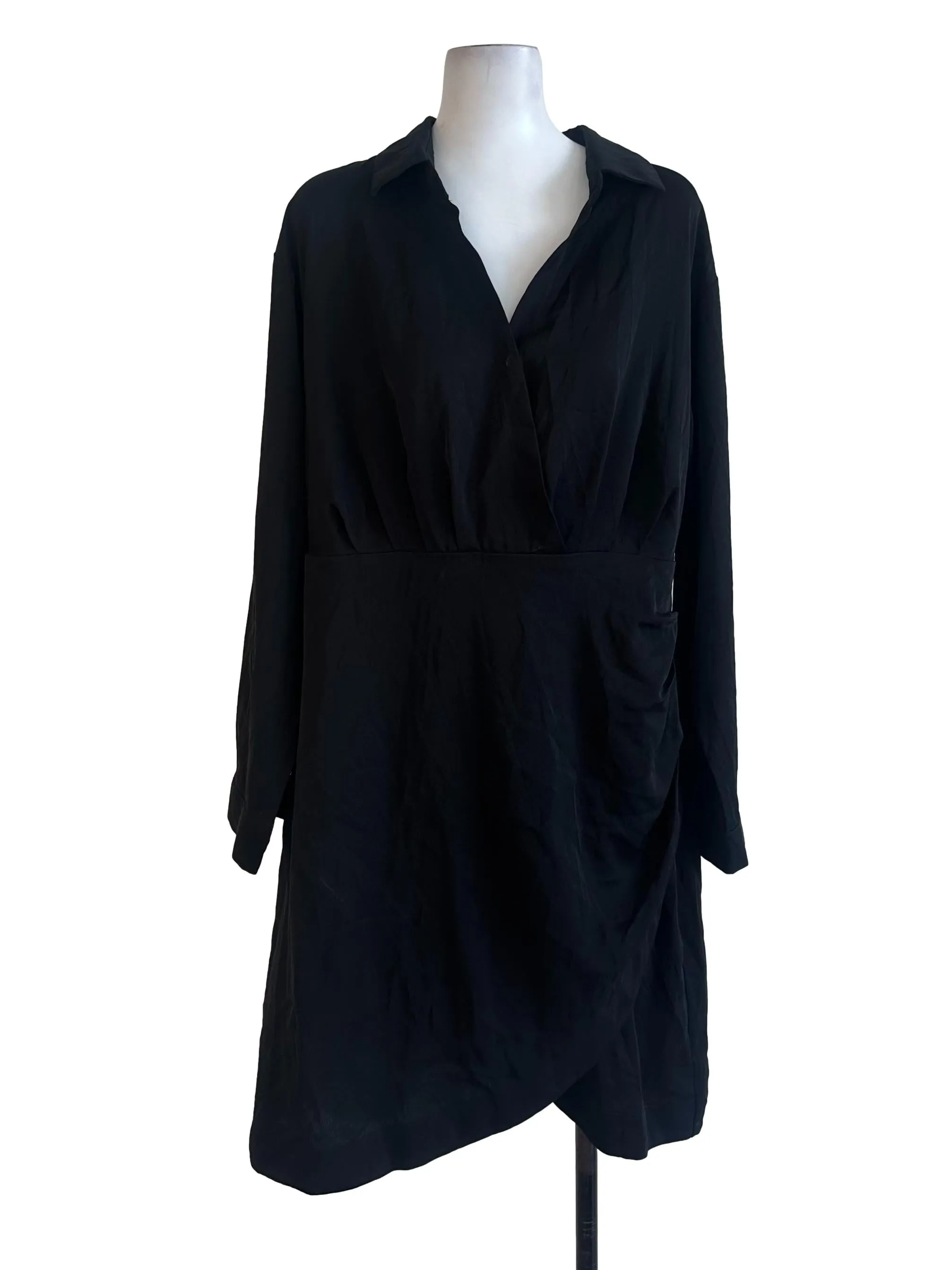 Black Plain Long Sleeve Dress