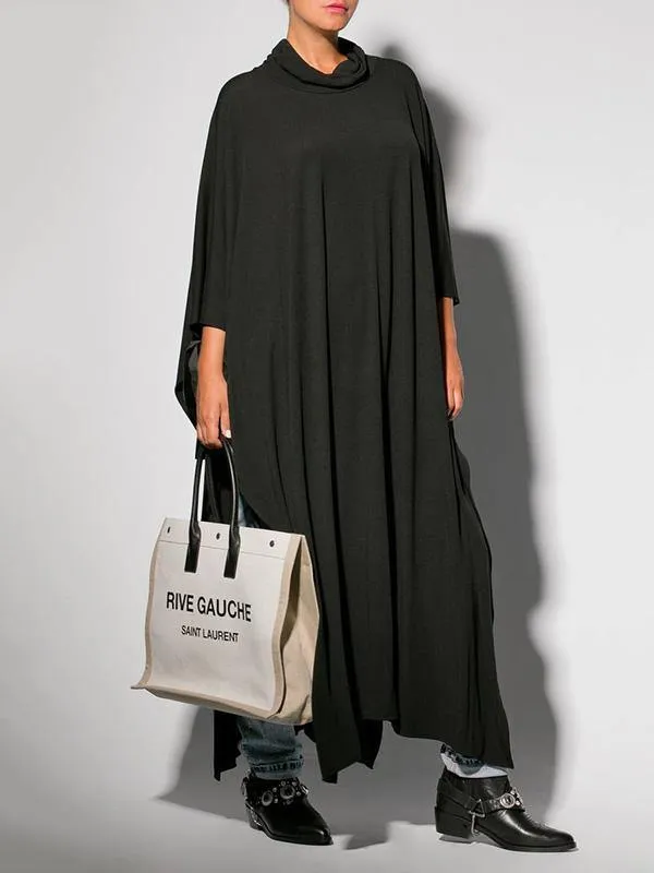 Black&Gray Lace-Up Split-Side Cape Outwear