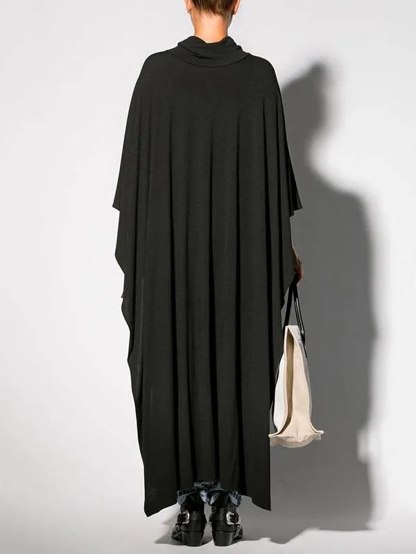 Black&Gray Lace-Up Split-Side Cape Outwear