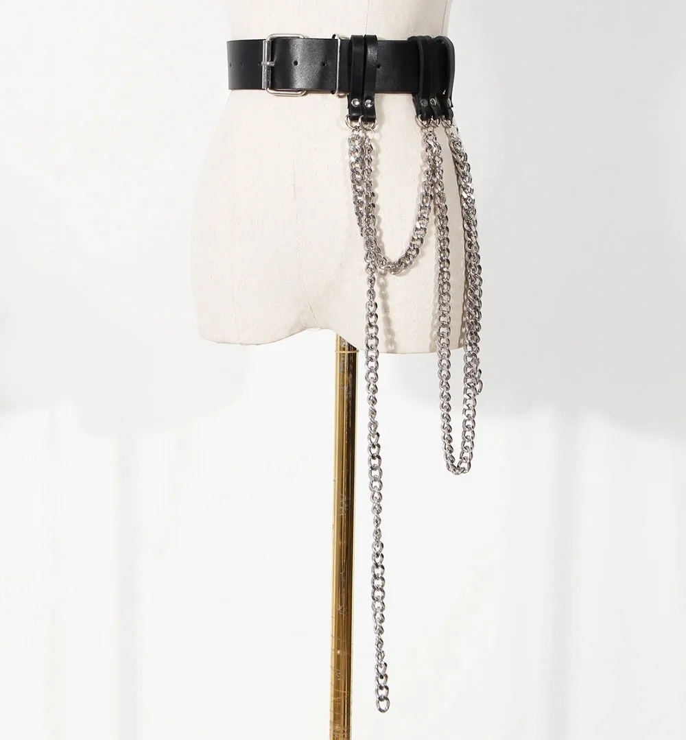 Chain Link Cascade- Faux Leather Belt (NEW)