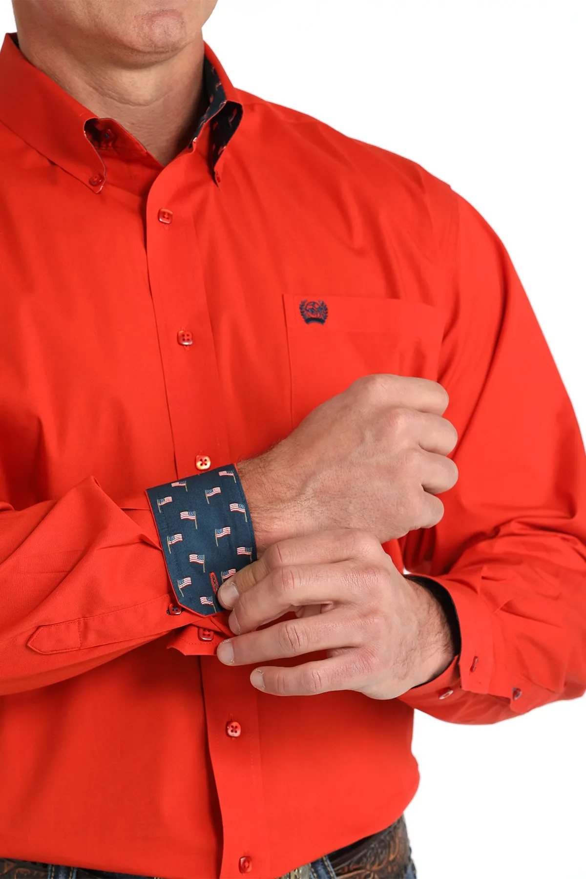 Cinch Men's Solid Red Stretch Button-Down Shirt