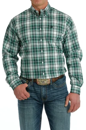 Cinch Turquoise/White Plaid Button-Down Shirt for Men