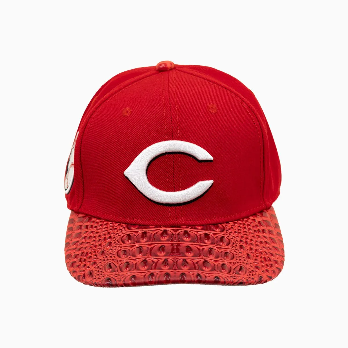 Cincinnati Reds MLB Leather Visor Wool Snapback Hat