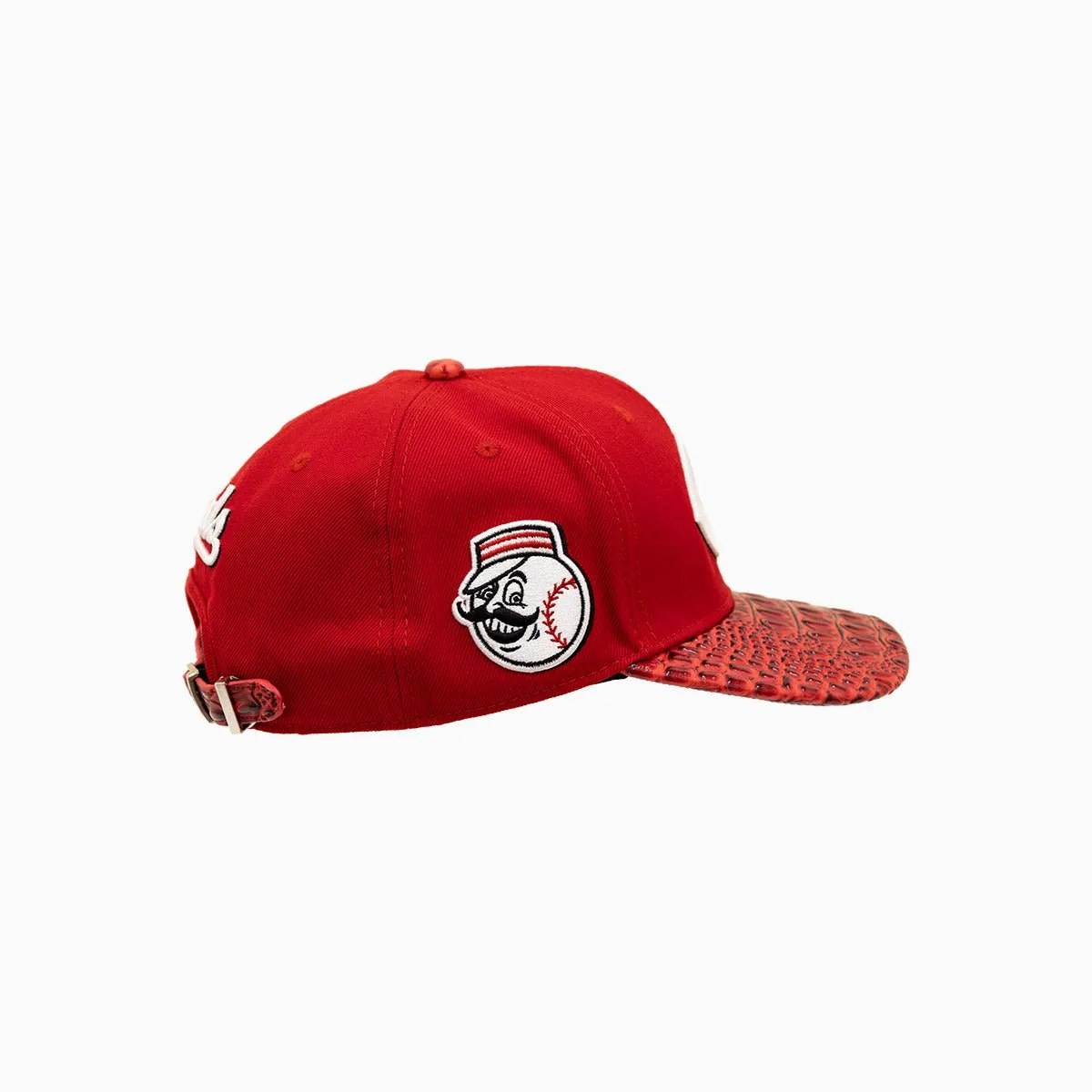 Cincinnati Reds MLB Leather Visor Wool Snapback Hat