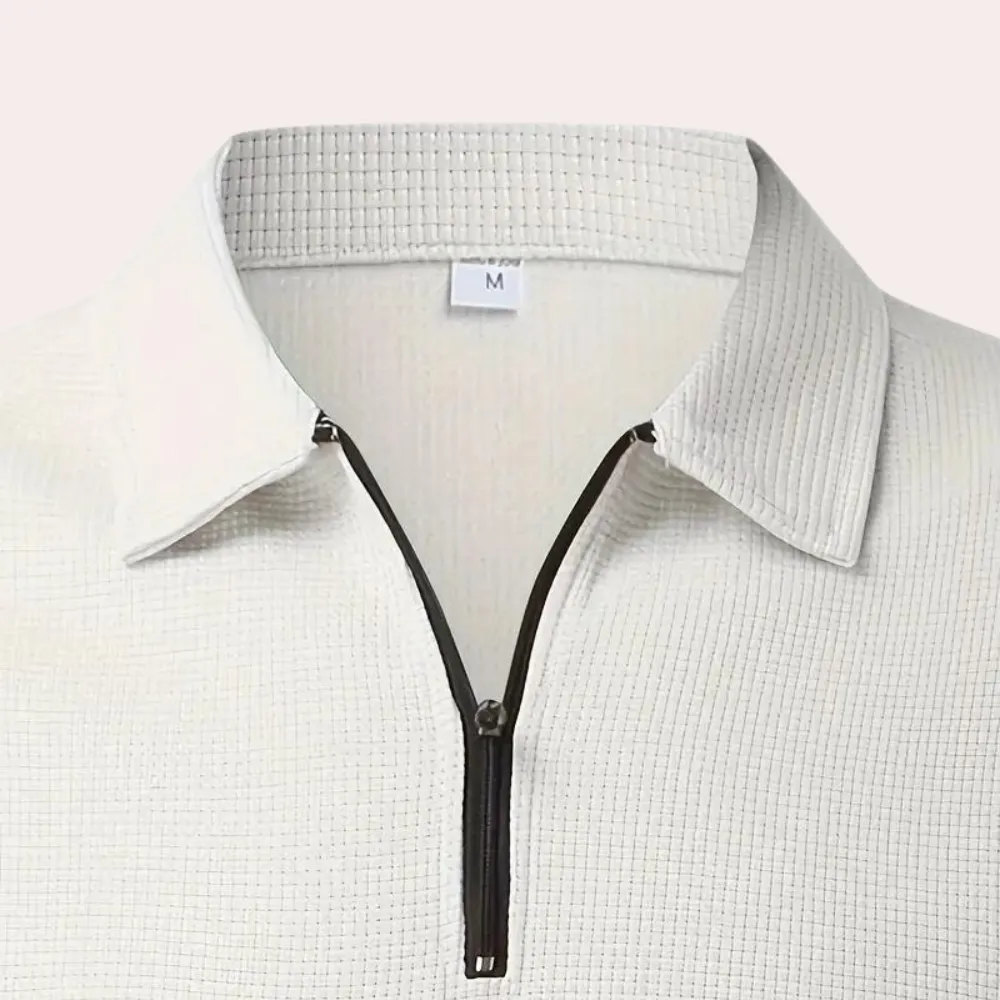 Contemporary Long Sleeve Polo Shirt for Men with Zipper