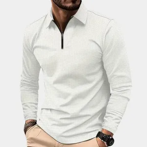 Contemporary Long Sleeve Polo Shirt for Men with Zipper