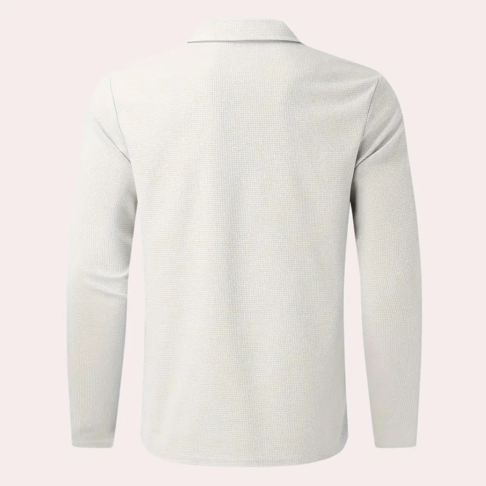 Contemporary Long Sleeve Polo Shirt for Men with Zipper