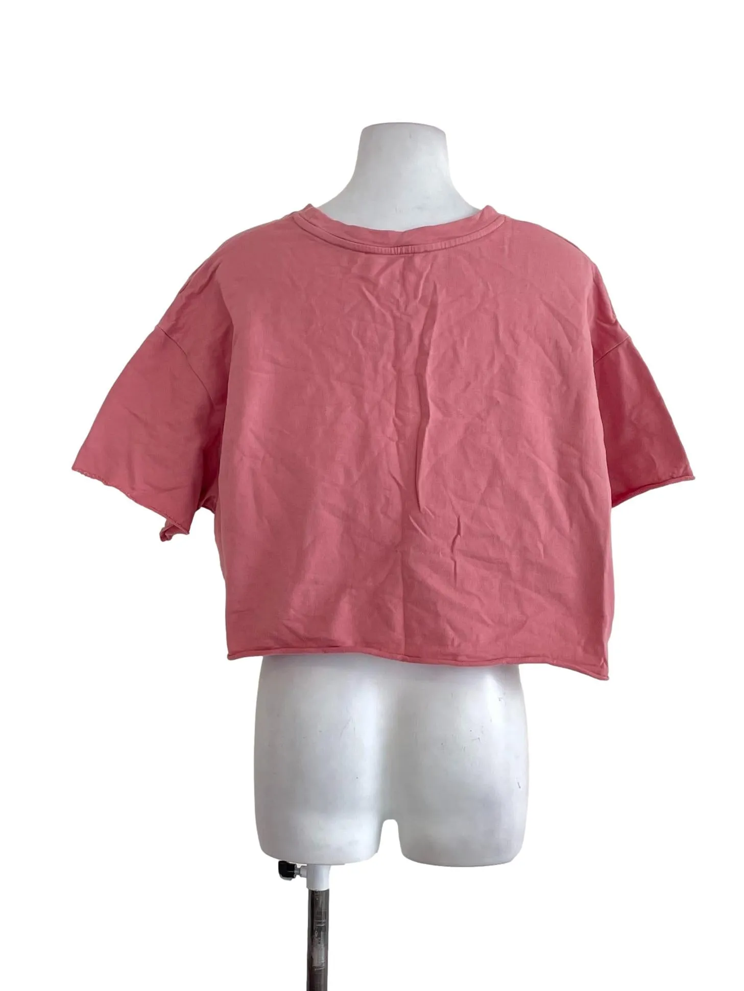 Coral Pink Ripped Short Sleeves Top