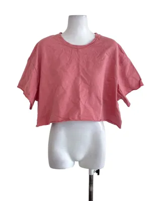Coral Pink Ripped Short Sleeves Top