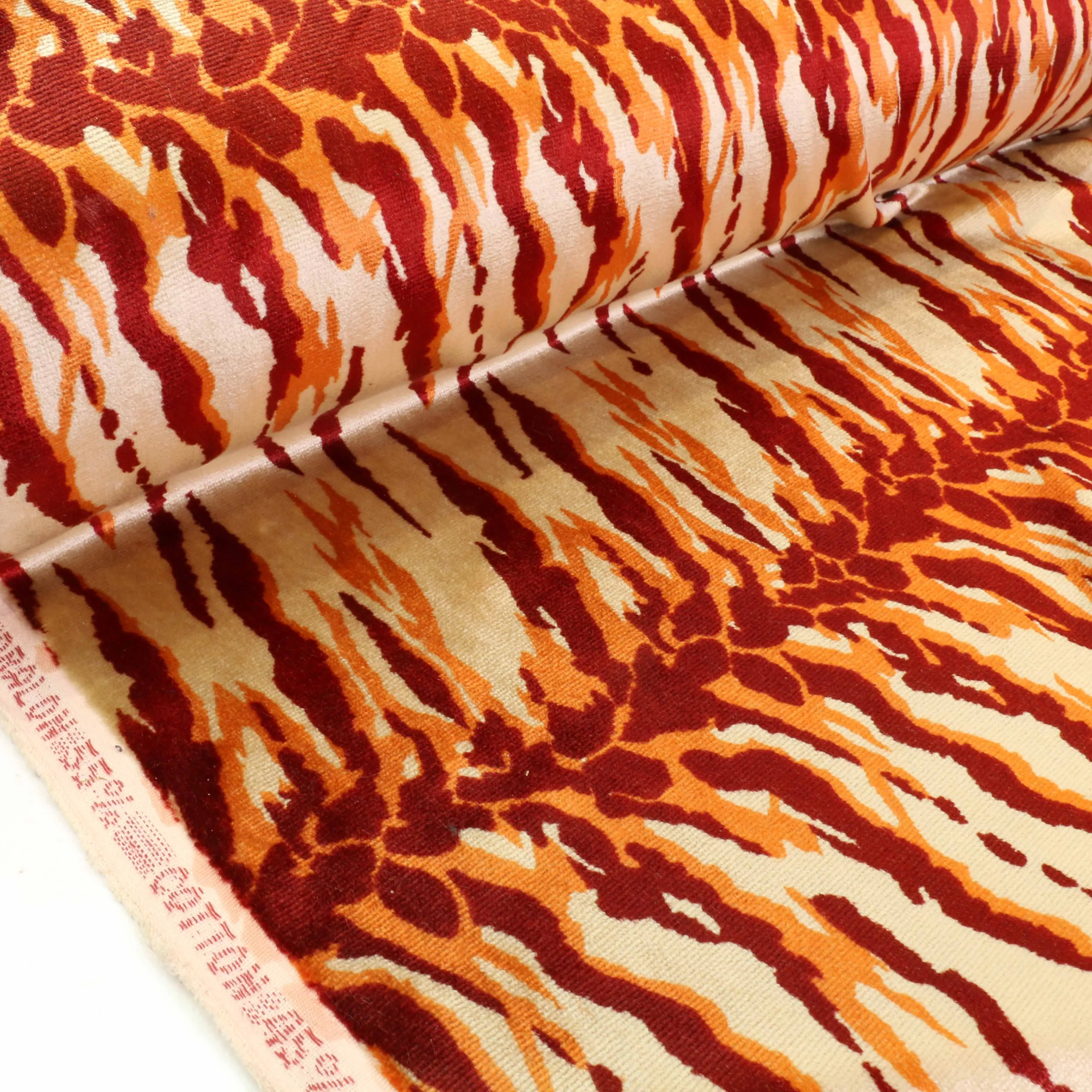 Cotton Velvet fabric - Gold, maroon, orange