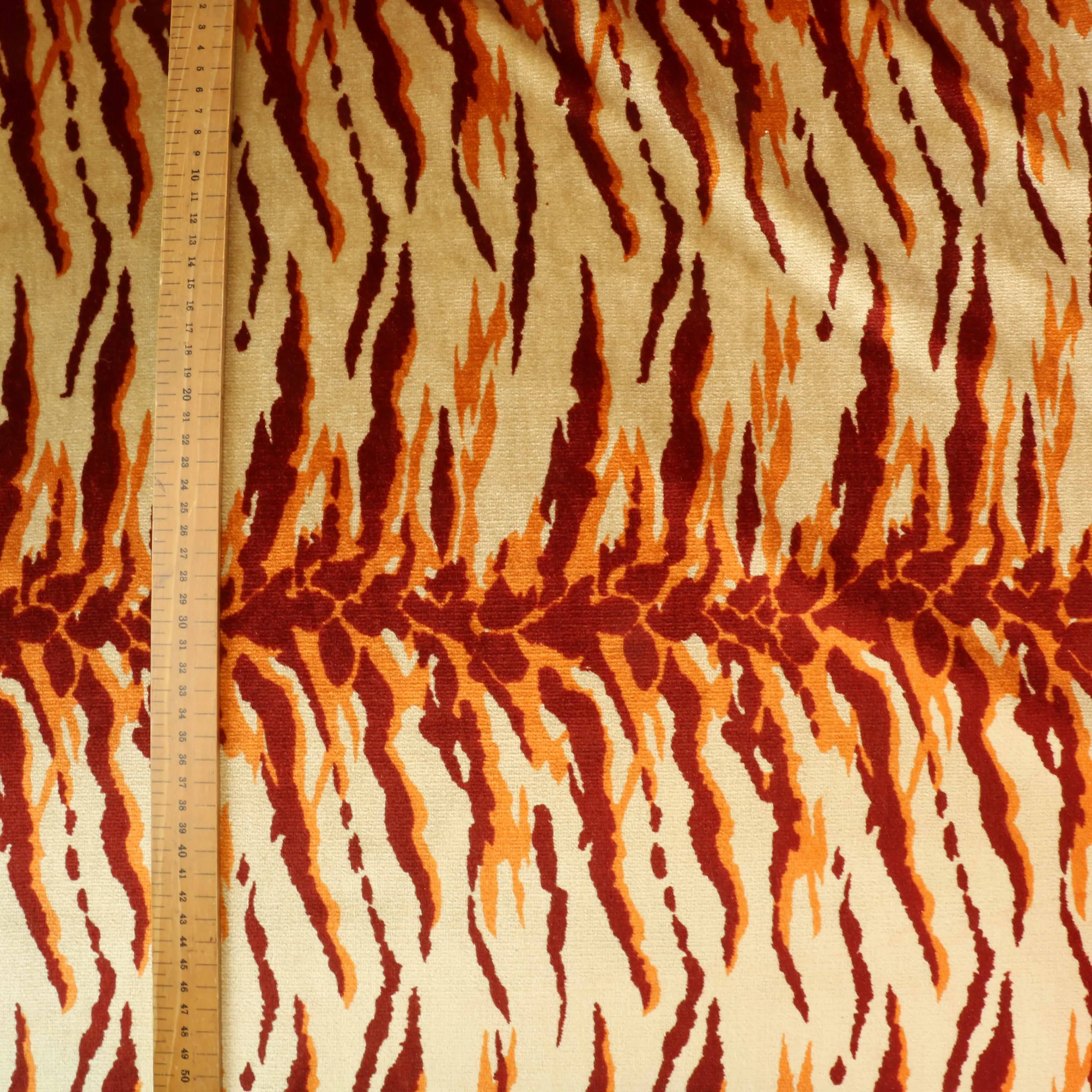 Cotton Velvet fabric - Gold, maroon, orange