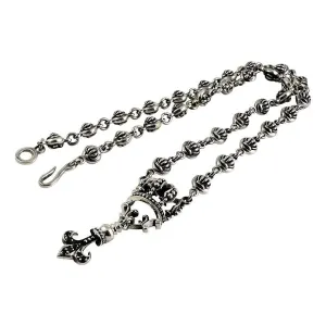 Crown Fleur De Lis Sterling Silver Gothic Necklace