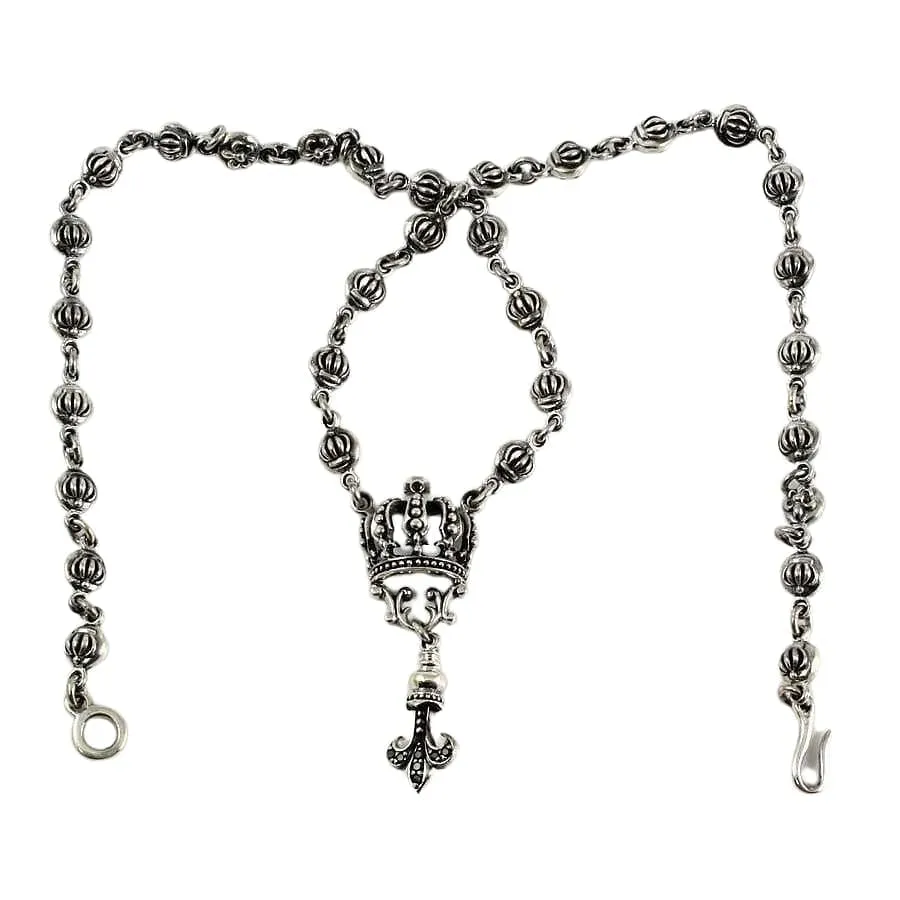 Crown Fleur De Lis Sterling Silver Gothic Necklace