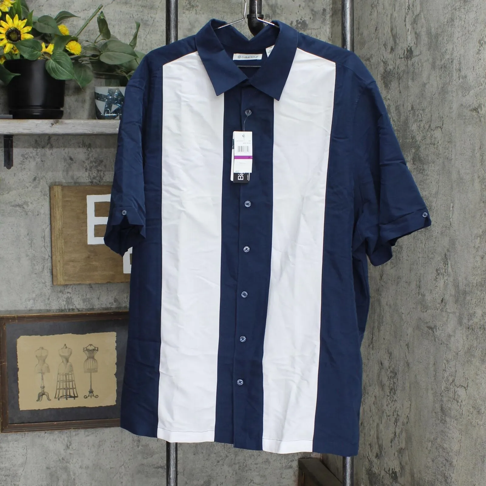 Cubavera Men's Retro Colorblock-Panel Button Up Shirt