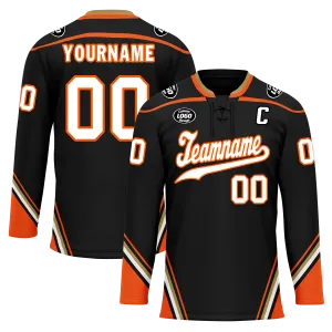 Custom Black Orange Personalized Hockey Jersey HCKJ01-D0a70d8