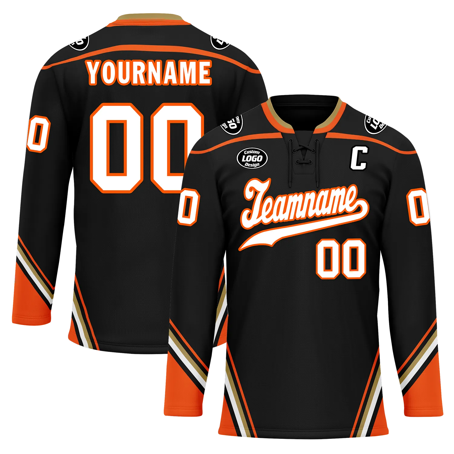 Custom Black Orange Personalized Hockey Jersey HCKJ01-D0a70d8