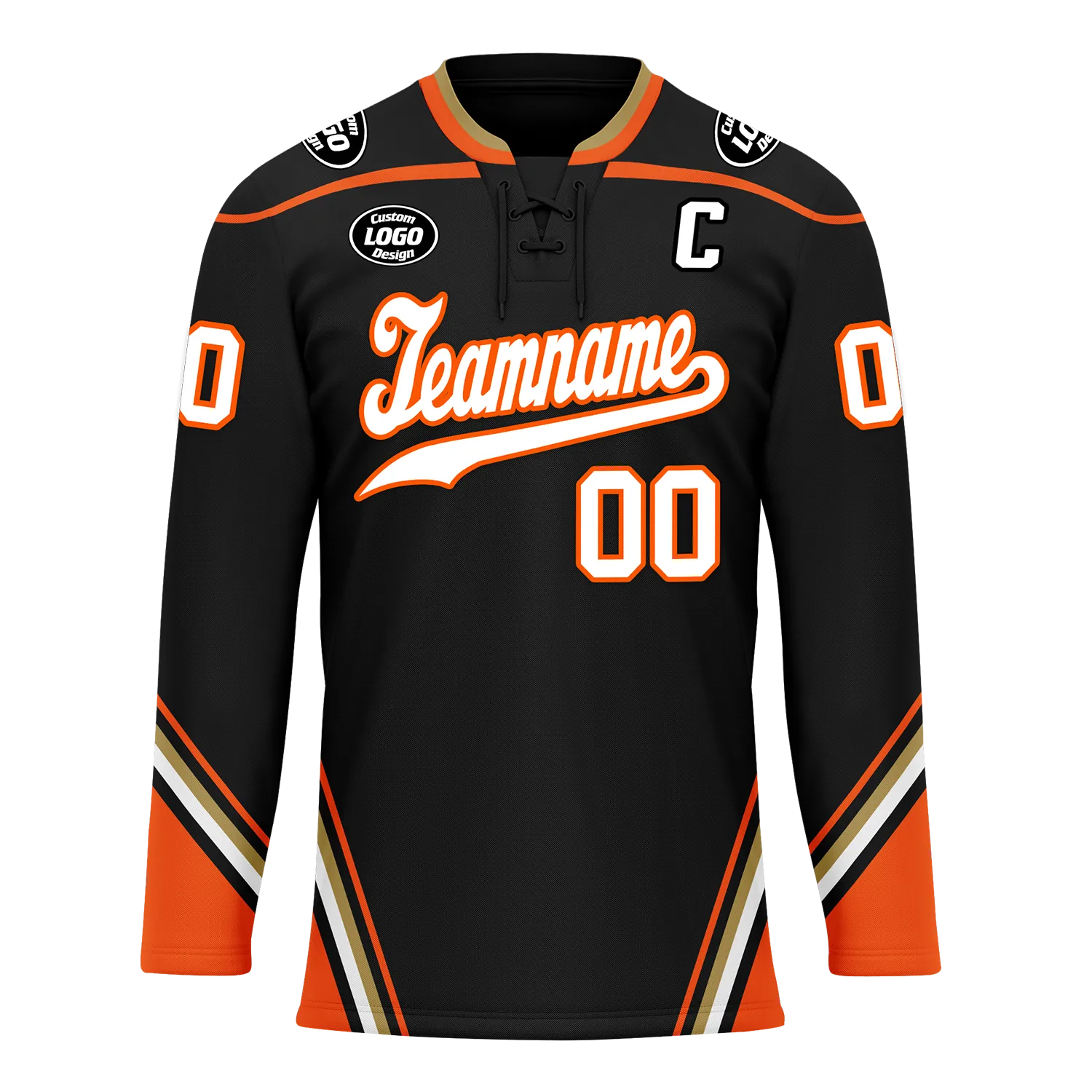 Custom Black Orange Personalized Hockey Jersey HCKJ01-D0a70d8
