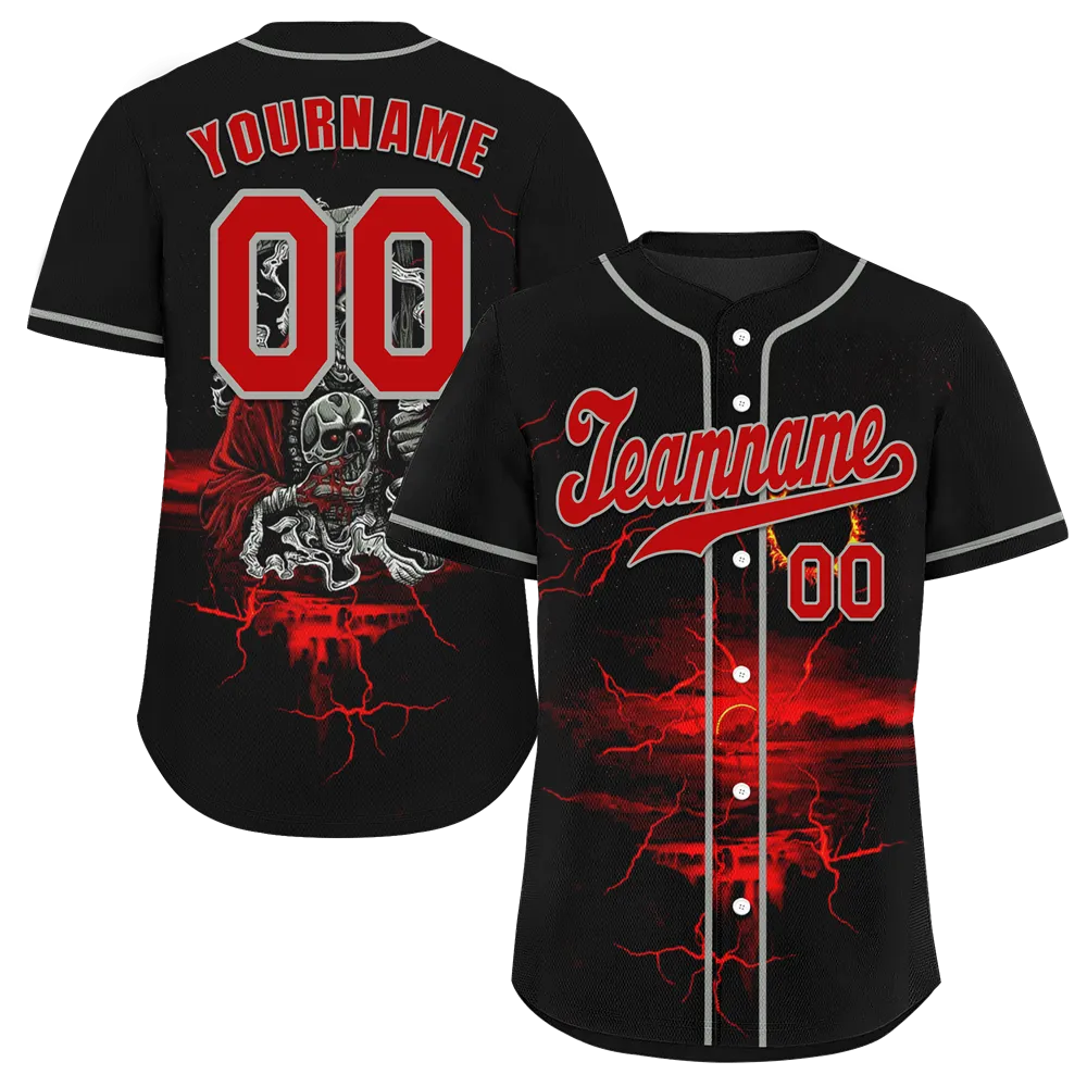 Custom Black Red Skull Fashion Red Authentic Baseball Jersey BSBJ0a-bc0fb9a